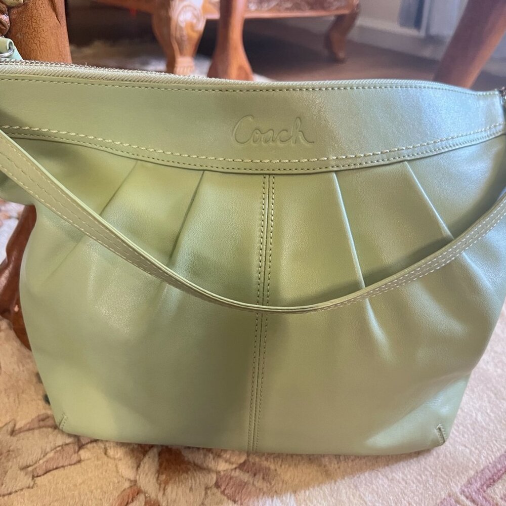 Coach Retail Baby Lambskin Leather Shoulder Bag | Soft Green | Authentic | Mall
